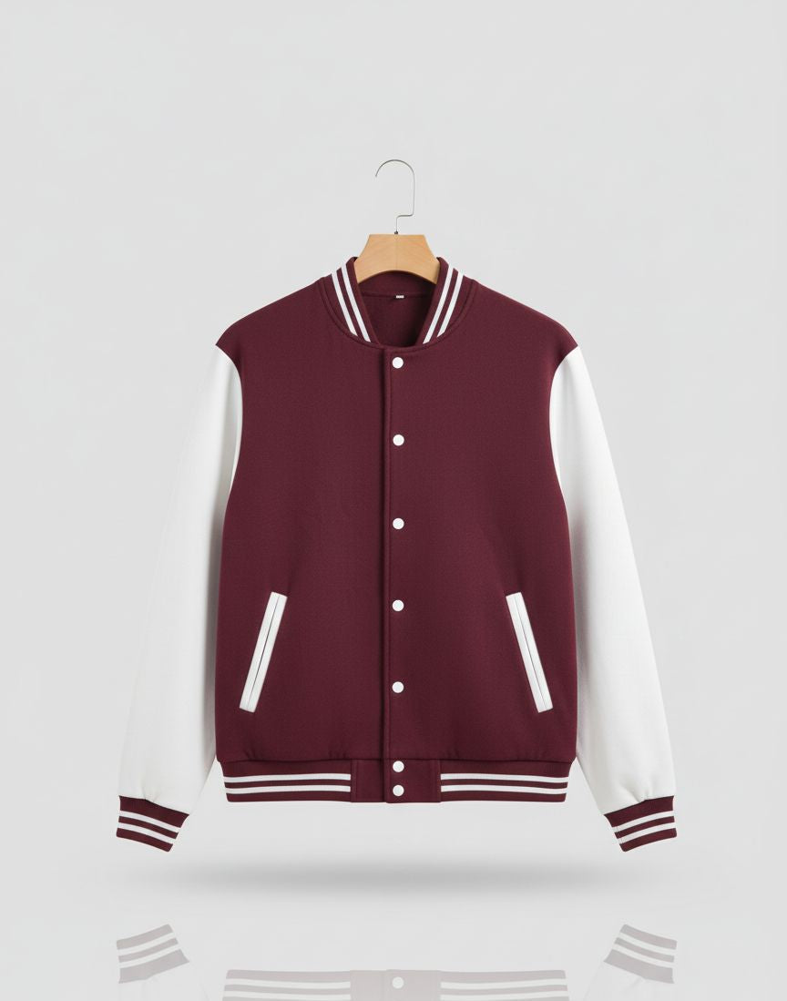 Unisex Varsity Bomber Jacket with Contrast Sleeves