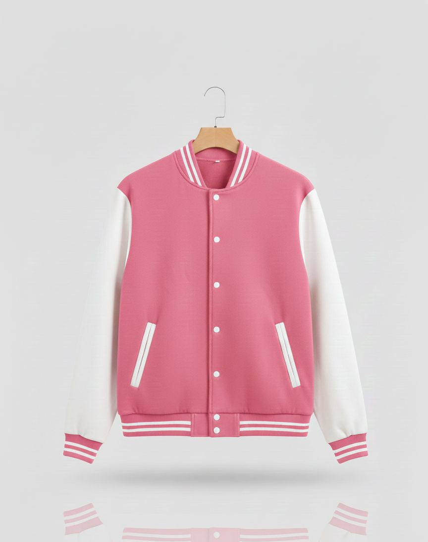 Unisex Varsity Bomber Jacket with Contrast Sleeves