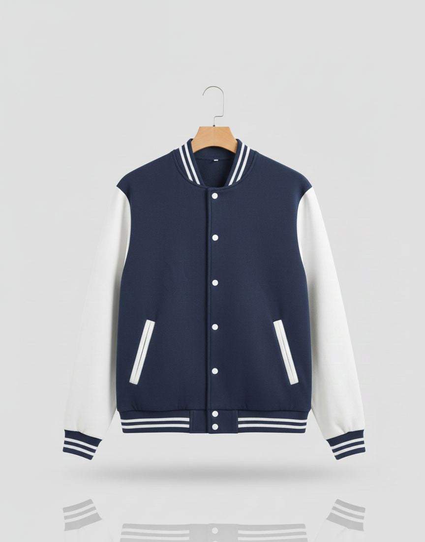 Unisex Varsity Bomber Jacket with Contrast Sleeves