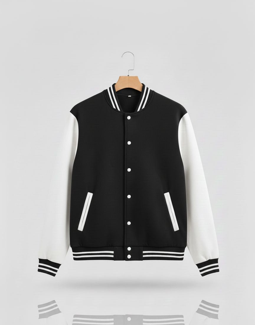Unisex Varsity Bomber Jacket with Contrast Sleeves