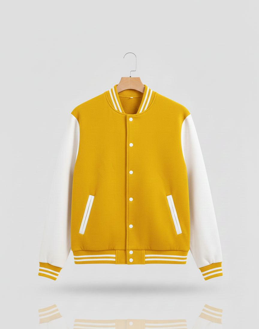 Unisex Varsity Bomber Jacket with Contrast Sleeves